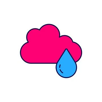 Filled outline Cloud with rain icon isolated on white background. Rain clou.. イラスト素材