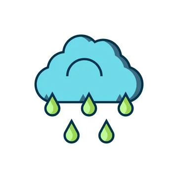 Filled outline Cloud with rain icon isolated on white background. Rain clou.. Stockillustratie