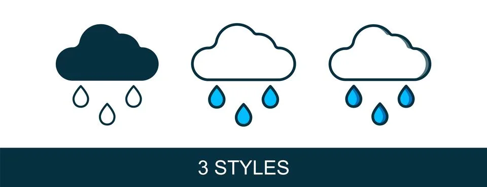 Filled outline Cloud with rain icon isolated on white background. Rain clou.. Stock Illustration