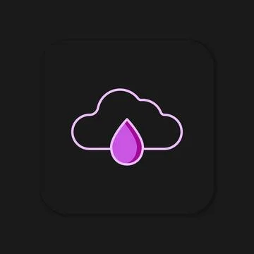 Filled outline Cloud with rain icon isolated on black background. Rain clou.. Stock Illustration