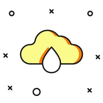 Filled outline Cloud with rain icon isolated on white background. Rain clou.. Stock Illustration