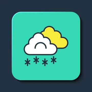 Filled outline Cloud with snow icon isolated on blue background. Cloud with Stockillustratie