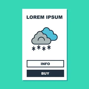 Filled outline Cloud with snow icon isolated on turquoise background. Cloud with Stock Illustration