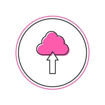 Filled outline Cloud upload icon isolated on white background.  Vector Stock Illustration