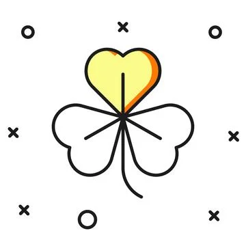 Filled outline Clover icon isolated on white background. Happy Saint Patric.. Stock Illustration