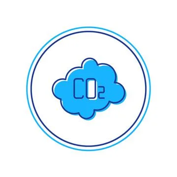 Filled outline CO2 emissions in cloud icon isolated on white background. Carbon Stock Illustration
