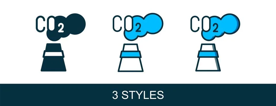 Filled outline CO2 emissions in cloud icon isolated on white background. Ca.. Stock Illustration