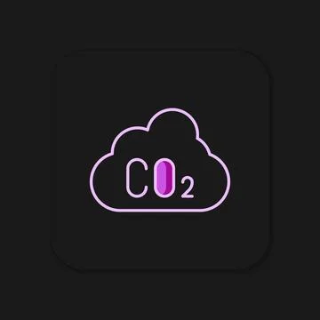 Filled outline CO2 emissions in cloud icon isolated on black background. Ca.. Stock Illustration