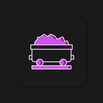 Filled outline Coal train wagon icon isolated on black background. Rail tra.. イラスト素材