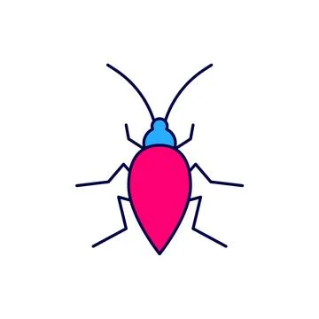 Filled outline Cockroach icon isolated on white background.  Vector Illustrazione stock