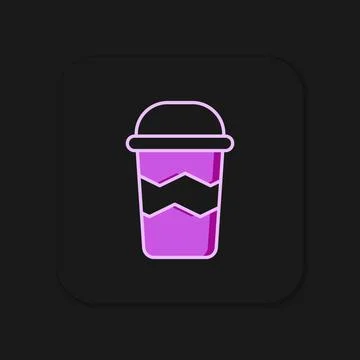 Filled outline Coffee cup to go icon isolated on black background. Flat fil.. Stock Illustration