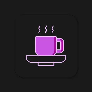 Filled outline Coffee cup icon isolated on black background. Tea cup. Hot d.. Illustrazione stock