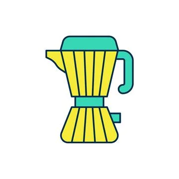 Filled outline Coffee maker moca pot icon isolated on white background. Vector Stock Illustration