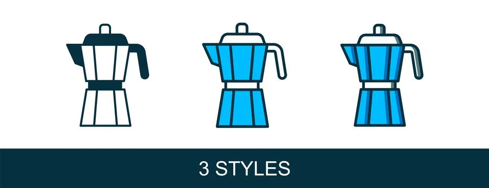 Filled outline Coffee maker moca pot icon isolated on white background.  Vect Stock Illustration