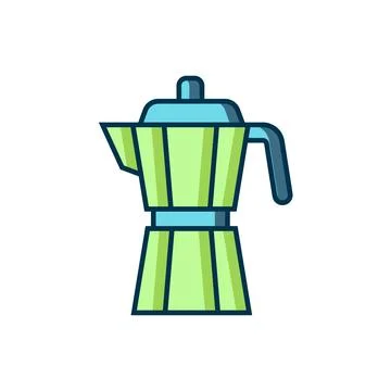 Filled outline Coffee maker moca pot icon isolated on white background. Fla.. Stock Illustration
