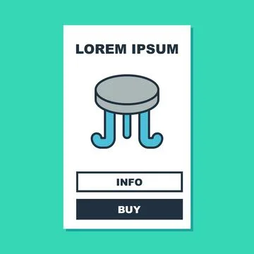 Filled outline Coffee table icon isolated on turquoise background. Street cafe Illustrazione stock