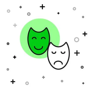 Filled outline Comedy and tragedy theatrical masks icon isolated on white b.. Stock Illustration