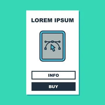 Filled outline Computer display with vector design program icon isolated on.. Stock Illustration