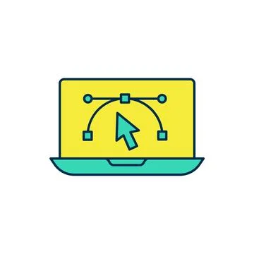 Filled outline Computer display with vector design program icon isolated on.. Stock Illustration