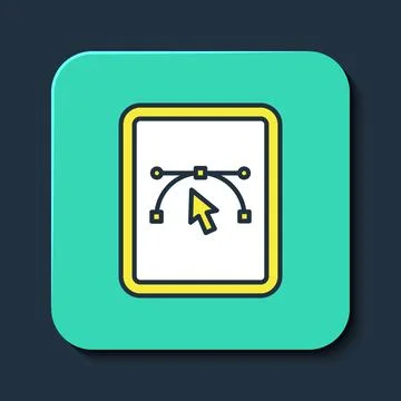 Filled outline Computer display with vector design program icon isolated on.. Stock Illustration