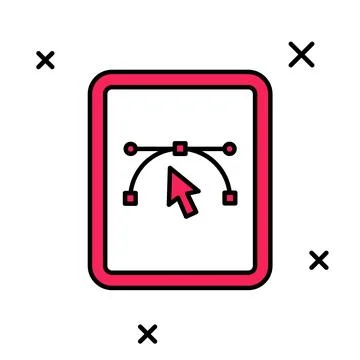 Filled outline Computer display with vector design program icon isolated on.. Stock Illustration