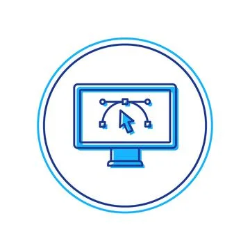 Filled outline Computer display with vector design program icon isolated on.. イラスト素材