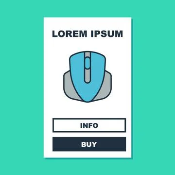 Filled outline Computer mouse gaming icon isolated on turquoise background Illustrazione stock