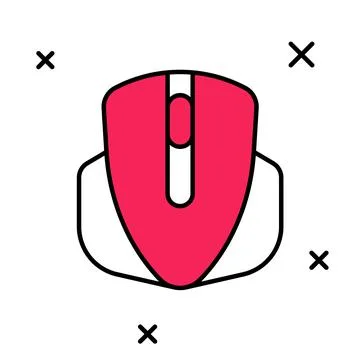 Filled outline Computer mouse gaming icon isolated on white background. Optical Stock Illustration