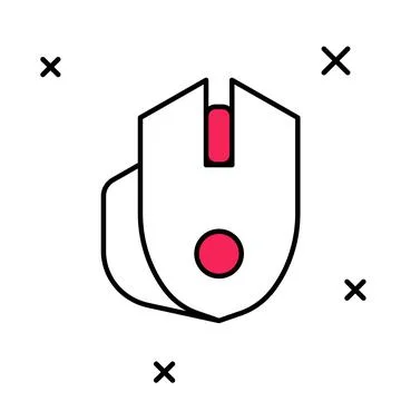 Filled outline Computer mouse gaming icon isolated on white background. Optical Stock Illustration