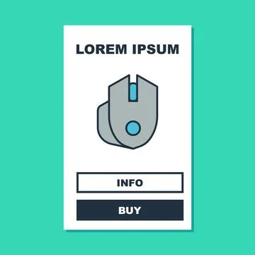 Filled outline Computer mouse gaming icon isolated on turquoise background Stock Illustration