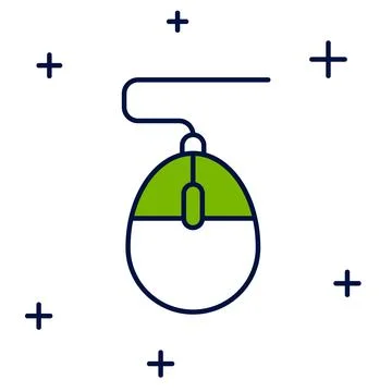 Filled outline Computer mouse gaming icon isolated on white background. Optic Stock Illustration