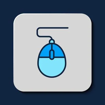Filled outline Computer mouse gaming icon isolated on blue background. Opti.. Stock Illustration