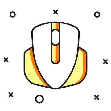 Filled outline Computer mouse gaming icon isolated on white background. Opt.. Stock Illustration