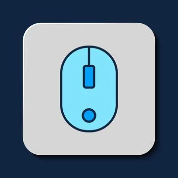Filled outline Computer mouse icon isolated on blue background. Optical with Stock Illustration