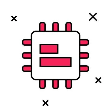 Filled outline Computer processor with microcircuits CPU icon isolated on white イラスト素材