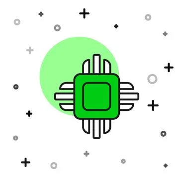 Filled outline Computer processor with microcircuits CPU icon isolated on whi イラスト素材