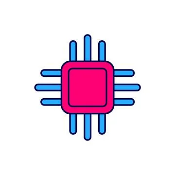 Filled outline Computer processor with microcircuits CPU icon isolated on white イラスト素材