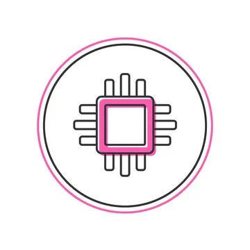 Filled outline Computer processor with microcircuits CPU icon isolated on white イラスト素材