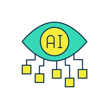 Filled outline Computer vision icon isolated on white background. Technical Stock Illustration