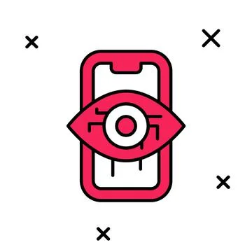 Filled outline Computer vision icon isolated on white background. Technical Stock Illustration