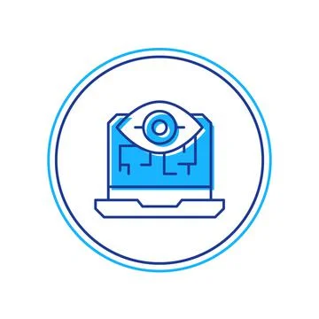 Filled outline Computer vision icon isolated on white background. Technical Stock Illustration
