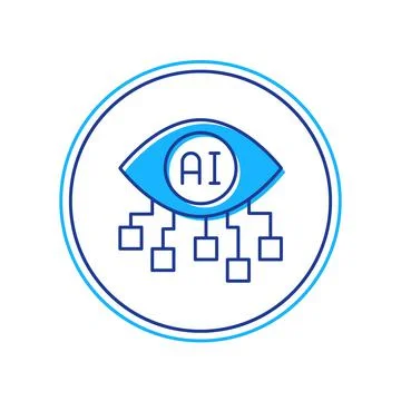 Filled outline Computer vision icon isolated on white background. Technical Stock Illustration