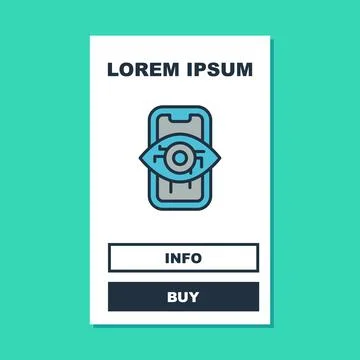 Filled outline Computer vision icon isolated on turquoise background. Technical Illustrazione stock