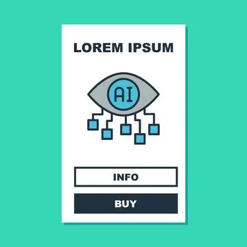 Filled outline Computer vision icon isolated on turquoise background. Technical Stock Illustration