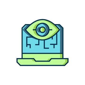 Filled outline Computer vision icon isolated on white background. Technical.. Stock Illustration