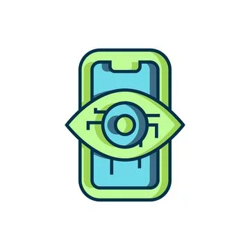 Filled outline Computer vision icon isolated on white background. Technical.. Stock Illustration