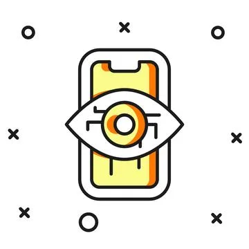 Filled outline Computer vision icon isolated on white background. Technical.. Stock Illustration