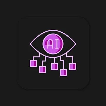 Filled outline Computer vision icon isolated on black background. Technical.. Stock Illustration