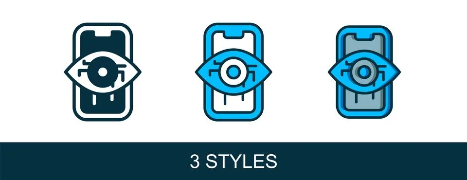 Filled outline Computer vision icon isolated on white background. Technical.. Stock Illustration
