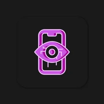 Filled outline Computer vision icon isolated on black background. Technical.. Illustrazione stock